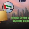 Consular Services text with Indian flag and buildings